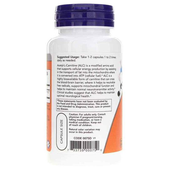 Acetyl-L-Carnitine 500 Mg, NOW